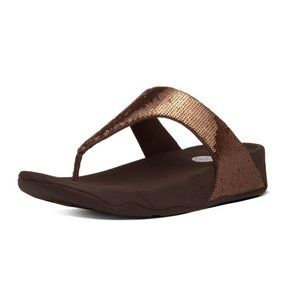 FitFlop Electra Classic Toe-Post Sandals Flip Flops Brown Sequin Glitter 7